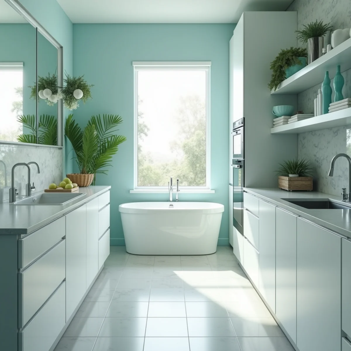 Immaculately organized Florida kitchen and bathroom cleaned by Krystal View