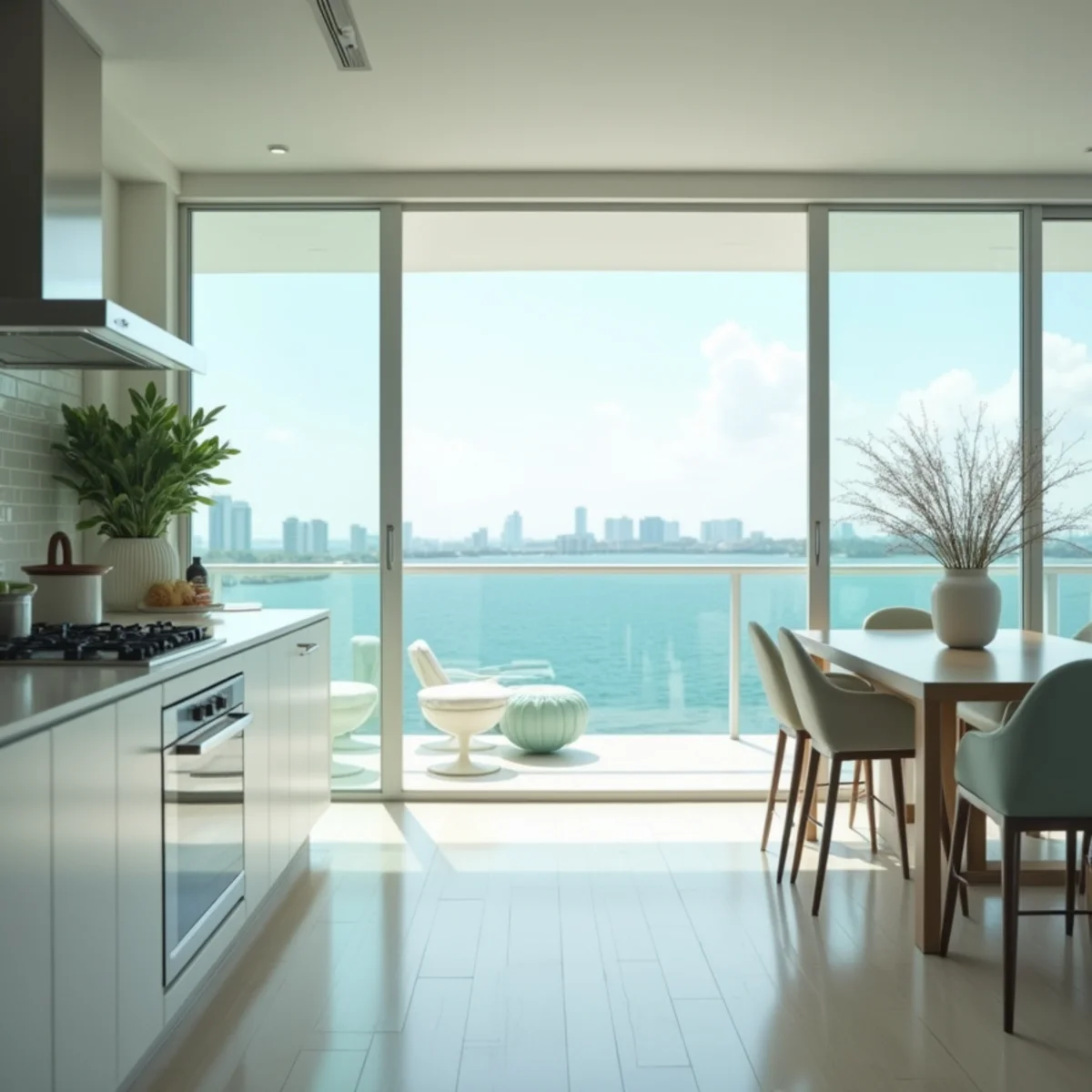 Bright, upscale Florida condo interior cleaned by Krystal View Cleaning
