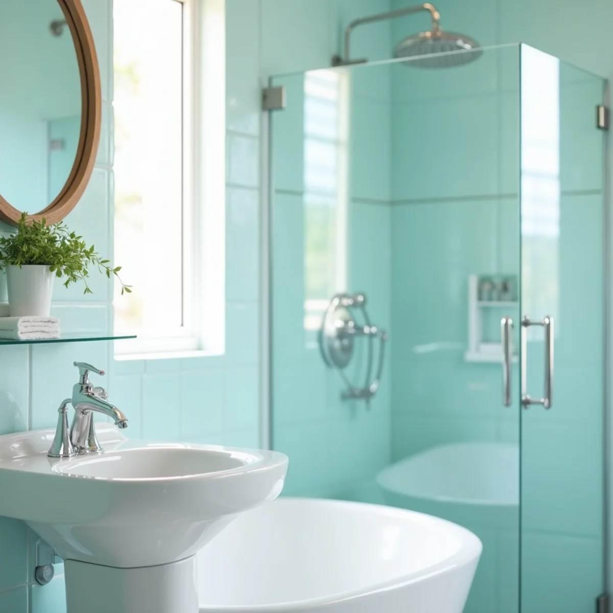 Spotless, sanitized bathroom cleaned by Krystal View Cleaning