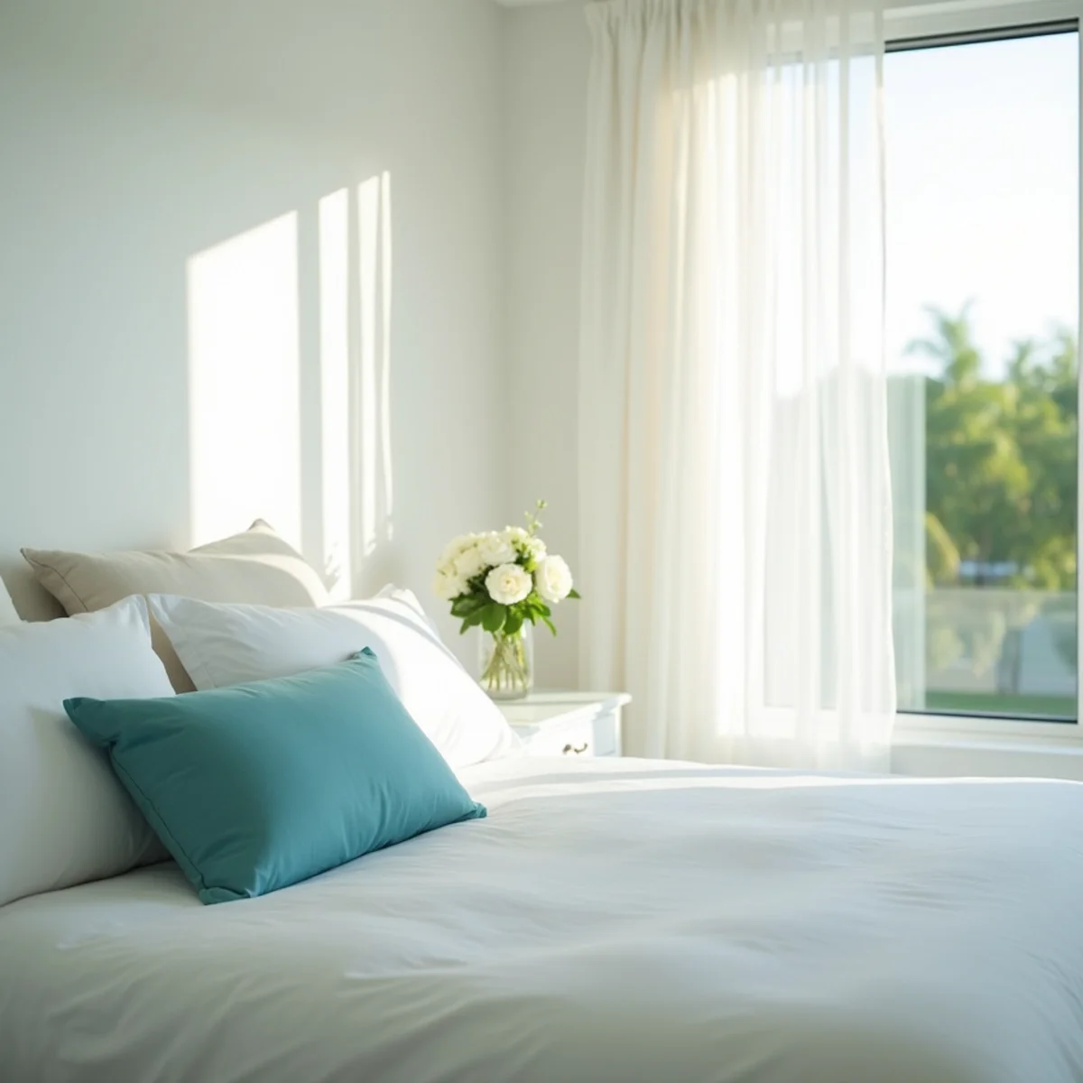 Serene, spotless Florida bedroom cleaned by Krystal View Cleaning